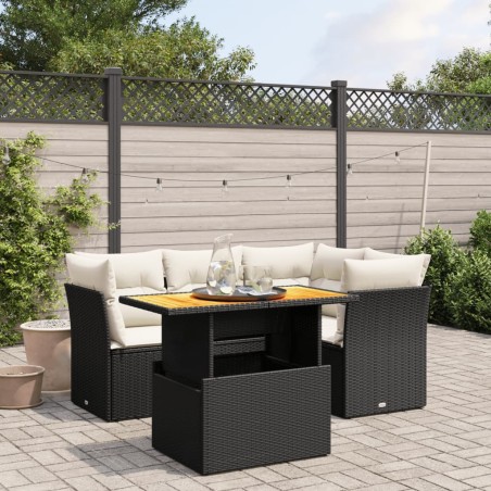 vidaXL Set de muebles de jardín 5 pzas y cojines ratán sintético negro