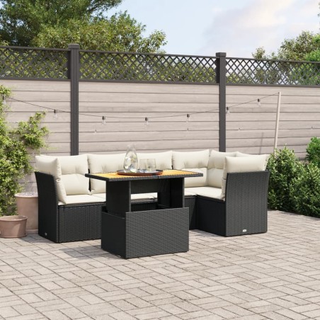 vidaXL Set de muebles de jardín 5 pzas y cojines ratán sintético negro