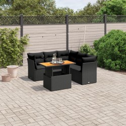 vidaXL Set de muebles de jardín 5 pzas y cojines ratán sintético negro