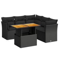 vidaXL Set de muebles de jardín 5 pzas y cojines ratán sintético negro