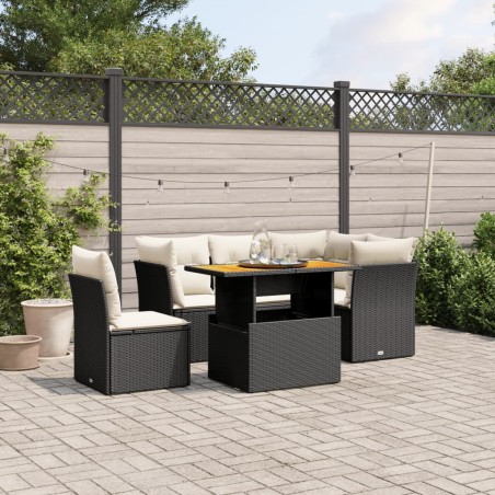 vidaXL Set de muebles de jardín 5 pzas y cojines ratán sintético negro