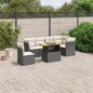 vidaXL Set de comedor de jardín 7 pzas y cojines ratán sintético negro vidaXL Set de comedor de jardín 7 pzas y cojines ratán sintético negro