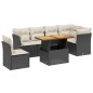 vidaXL Set de comedor de jardín 7 pzas y cojines ratán sintético negro vidaXL Set de comedor de jardín 7 pzas y cojines ratán sintético negro