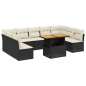vidaXL Set de sofás de jardín 10 pzas cojines ratán sintético negro