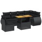 vidaXL Set de comedor de jardín 7 pzas y cojines ratán sintético negro vidaXL Set de comedor de jardín 7 pzas y cojines ratán sintético negro
