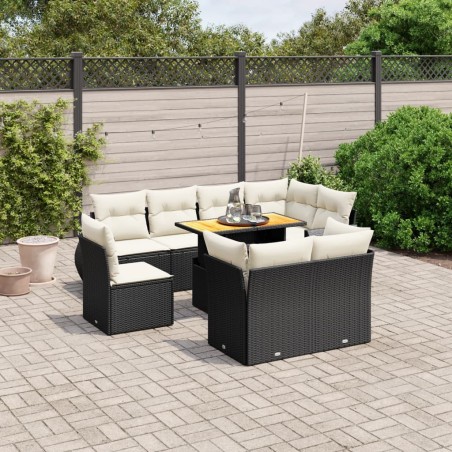 vidaXL Set de sofás de jardín 8 piezas y cojines ratán sintético negro