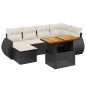 vidaXL Set de sofás de jardín 6 piezas y cojines ratán sintético negro vidaXL Set de sofás de jardín 6 piezas y cojines ratán sintético negro
