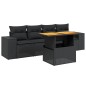 vidaXL Set de muebles de jardín 5 pzas y cojines ratán sintético negro vidaXL Set de muebles de jardín 5 pzas y cojines ratán sintético negro