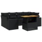 vidaXL Set de comedor de jardín 7 pzas y cojines ratán sintético negro vidaXL Set de comedor de jardín 7 pzas y cojines ratán sintético negro