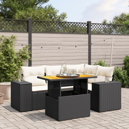 vidaXL Set de muebles de jardín 5 pzas y cojines ratán sintético negro