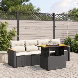 vidaXL Set de muebles de jardín 5 pzas y cojines ratán sintético negro