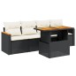 vidaXL Set de muebles de jardín 5 pzas y cojines ratán sintético negro vidaXL Set de muebles de jardín 5 pzas y cojines ratán sintético negro