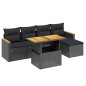 vidaXL Set de sofás de jardín 6 piezas y cojines ratán sintético negro vidaXL Set de sofás de jardín 6 piezas y cojines ratán sintético negro
