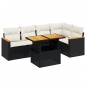 vidaXL Set de sofás de jardín 6 piezas y cojines ratán sintético negro vidaXL Set de sofás de jardín 6 piezas y cojines ratán sintético negro