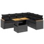 vidaXL Set de comedor de jardín 7 pzas y cojines ratán sintético negro vidaXL Set de comedor de jardín 7 pzas y cojines ratán sintético negro