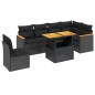 vidaXL Set de comedor de jardín 7 pzas y cojines ratán sintético negro vidaXL Set de comedor de jardín 7 pzas y cojines ratán sintético negro