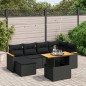 vidaXL Set de comedor de jardín 7 pzas y cojines ratán sintético negro vidaXL Set de comedor de jardín 7 pzas y cojines ratán sintético negro