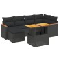 vidaXL Set de comedor de jardín 7 pzas y cojines ratán sintético negro vidaXL Set de comedor de jardín 7 pzas y cojines ratán sintético negro