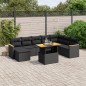 vidaXL Set de sofás de jardín 8 piezas y cojines ratán sintético negro vidaXL Set de sofás de jardín 8 piezas y cojines ratán sintético negro