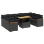 vidaXL Set de sofás de jardín 10 pzas cojines ratán sintético negro vidaXL Set de sofás de jardín 10 pzas cojines ratán sintético negro