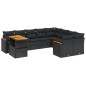 vidaXL Set de sofás de jardín 10 pzas cojines ratán sintético negro vidaXL Set de sofás de jardín 10 pzas cojines ratán sintético negro