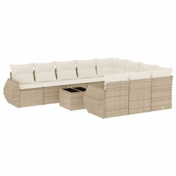 vidaXL Set de sofás de jardín 11pzas con cojines ratán sintético beige