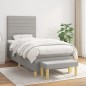 vidaXL Cama box spring con colchón tela gris claro 100x200 cm vidaXL Cama box spring con colchón tela gris claro 100x200 cm