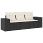 vidaXL Set de sofás de jardín con cojines 3 pzas ratán sintético negro vidaXL Set de sofás de jardín con cojines 3 pzas ratán sintético negro