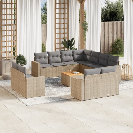 vidaXL Set de sofás de jardín 12 pzas y cojines ratán sintético marrón