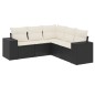 vidaXL Set de muebles de jardín 5 pzas y cojines ratán sintético negro