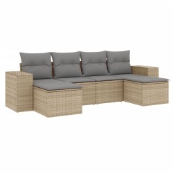 vidaXL Juego de sofás jardín con cojines 6 pzas ratán sintético beige