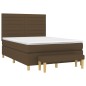 vidaXL Cama box spring con colchón tela marrón oscuro 140x190 cm vidaXL Cama box spring con colchón tela marrón oscuro 140x190 cm