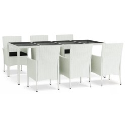 vidaXL Set comedor de jardín 7 pzas con cojines ratán sintético blanco