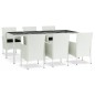 vidaXL Set comedor de jardín 7 pzas con cojines ratán sintético blanco vidaXL Set comedor de jardín 7 pzas con cojines ratán sintético blanco