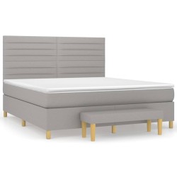 vidaXL Cama box spring con colchón tela gris claro 160x200 cm