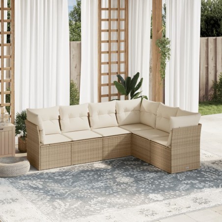 vidaXL Juego de sofás jardín con cojines 6 pzas ratán sintético beige