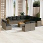 vidaXL Set de sofás de jardín 14 pzas con cojines ratán sintético gris vidaXL Set de sofás de jardín 14 pzas con cojines ratán sintético gris
