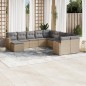 vidaXL Set de sofás de jardín 11pzas con cojines ratán sintético beige vidaXL Set de sofás de jardín 11pzas con cojines ratán sintético beige