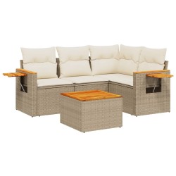 vidaXL Juego de sofás jardín con cojines 5 pzas ratán sintético beige