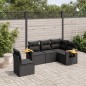 vidaXL Set de muebles de jardín 5 pzas y cojines ratán sintético negro