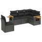 vidaXL Set de muebles de jardín 5 pzas y cojines ratán sintético negro
