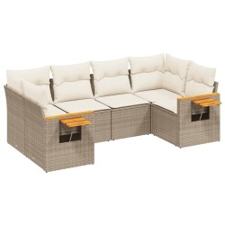 vidaXL Juego de sofás jardín con cojines 6 pzas ratán sintético beige
