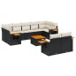 vidaXL Set de sofás de jardín 10 pzas cojines ratán sintético negro vidaXL Set de sofás de jardín 10 pzas cojines ratán sintético negro