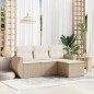 vidaXL Juego de sofás jardín con cojines 4 pzas ratán sintético beige vidaXL Juego de sofás jardín con cojines 4 pzas ratán sintético beige