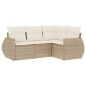 vidaXL Juego de sofás jardín con cojines 4 pzas ratán sintético beige vidaXL Juego de sofás jardín con cojines 4 pzas ratán sintético beige