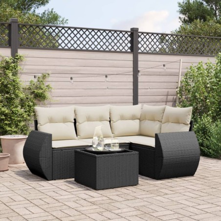 vidaXL Set de muebles de jardín 5 pzas y cojines ratán sintético negro