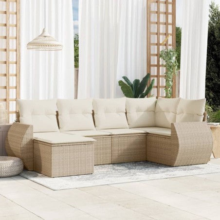 vidaXL Juego de sofás jardín con cojines 6 pzas ratán sintético beige