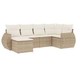 vidaXL Juego de sofás jardín con cojines 6 pzas ratán sintético beige