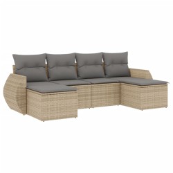 vidaXL Juego de sofás jardín con cojines 6 pzas ratán sintético beige