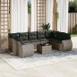 vidaXL Set de sofás de jardín 10 pzas con cojines ratán sintético gris